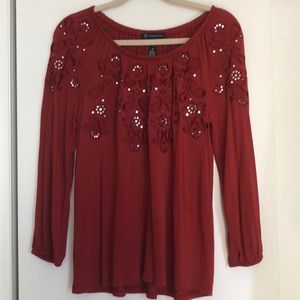 INC Rust colored peasant top